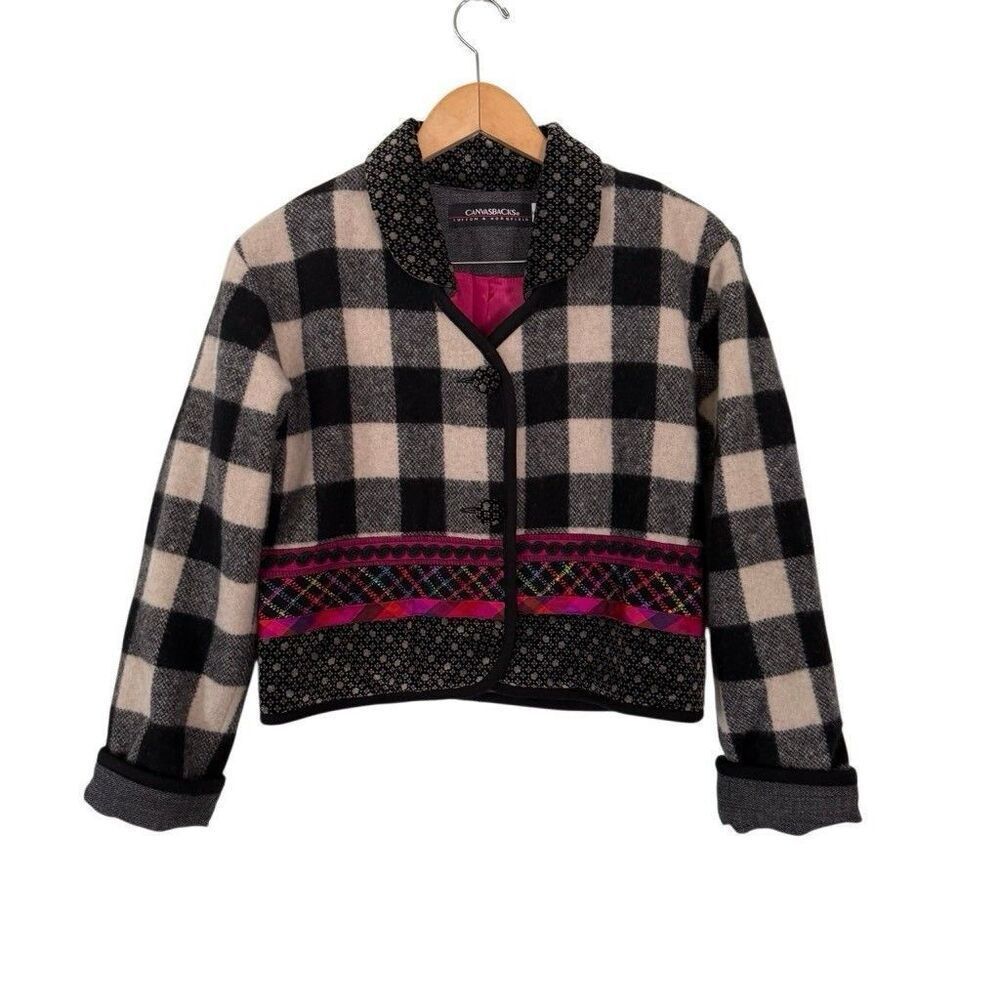 Vintage Canvasbacks Lutton Horsfield Patchwork Funky Boho Jacket Small Wool